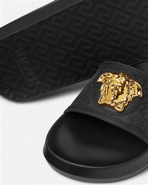 versace palazzo slide on sandals|Versace logo slides.